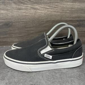 Vans Classic Slip On Shoes Womens Size 6.5 Black White Sneakers